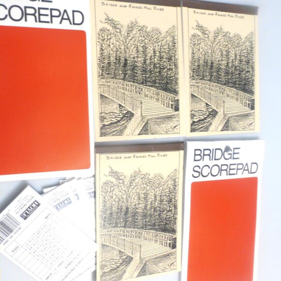 BRIDGE Game Scorepads Bridge Over Rennies Mill River Vintage Bridge Card Game - Picture 4 of 7